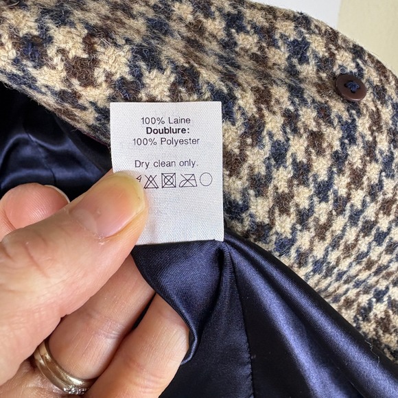 J Crew Schoolboy Blazer Houndstooth Gold Button Wool Navy Brown Size 4 - Picture 12 of 12